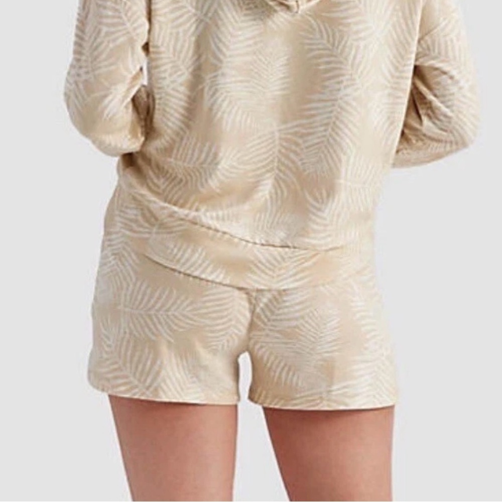 Freely Nikki Shorts Soft Flowy Drawstring Brown Rice/ Star White Size Large